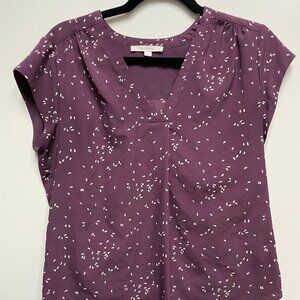 Purple and White tulip sleeve blouse